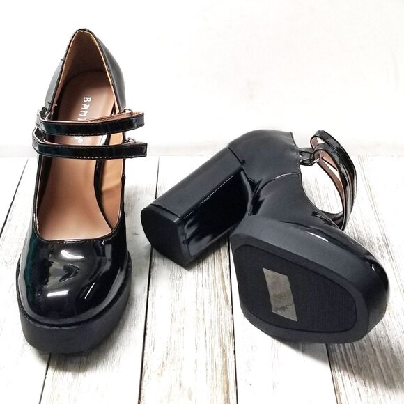 New Black Mary Jane Platform Chunky Heel Pumps - Picture 3 of 4